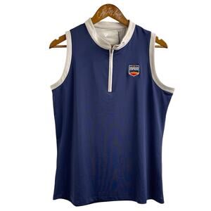 Houston Open 1/4 Zip Tank UV 50+ Moisture Wicking Blue Large Levelwear